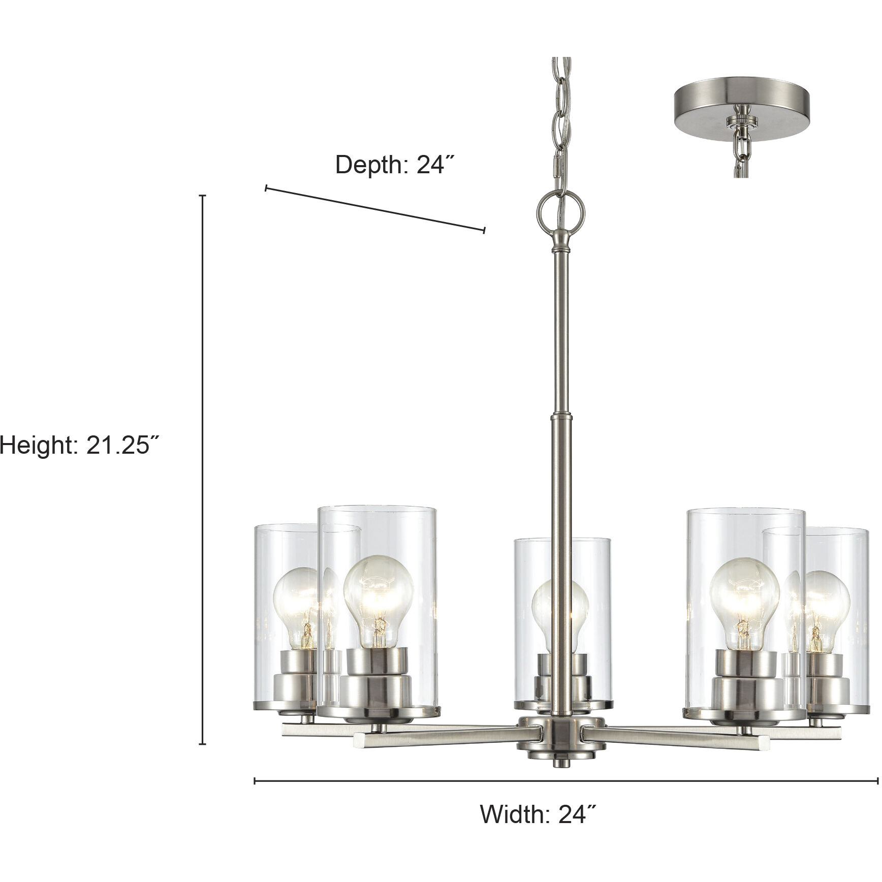 Verlana 5 Light 24 inch Chrome Chandelier Ceiling Light